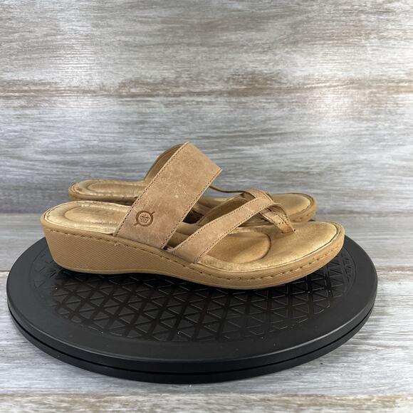 Born Woman’s Siene Strappy Tan Leather Wedge Sandals Size 7 - Picture 3 of 8